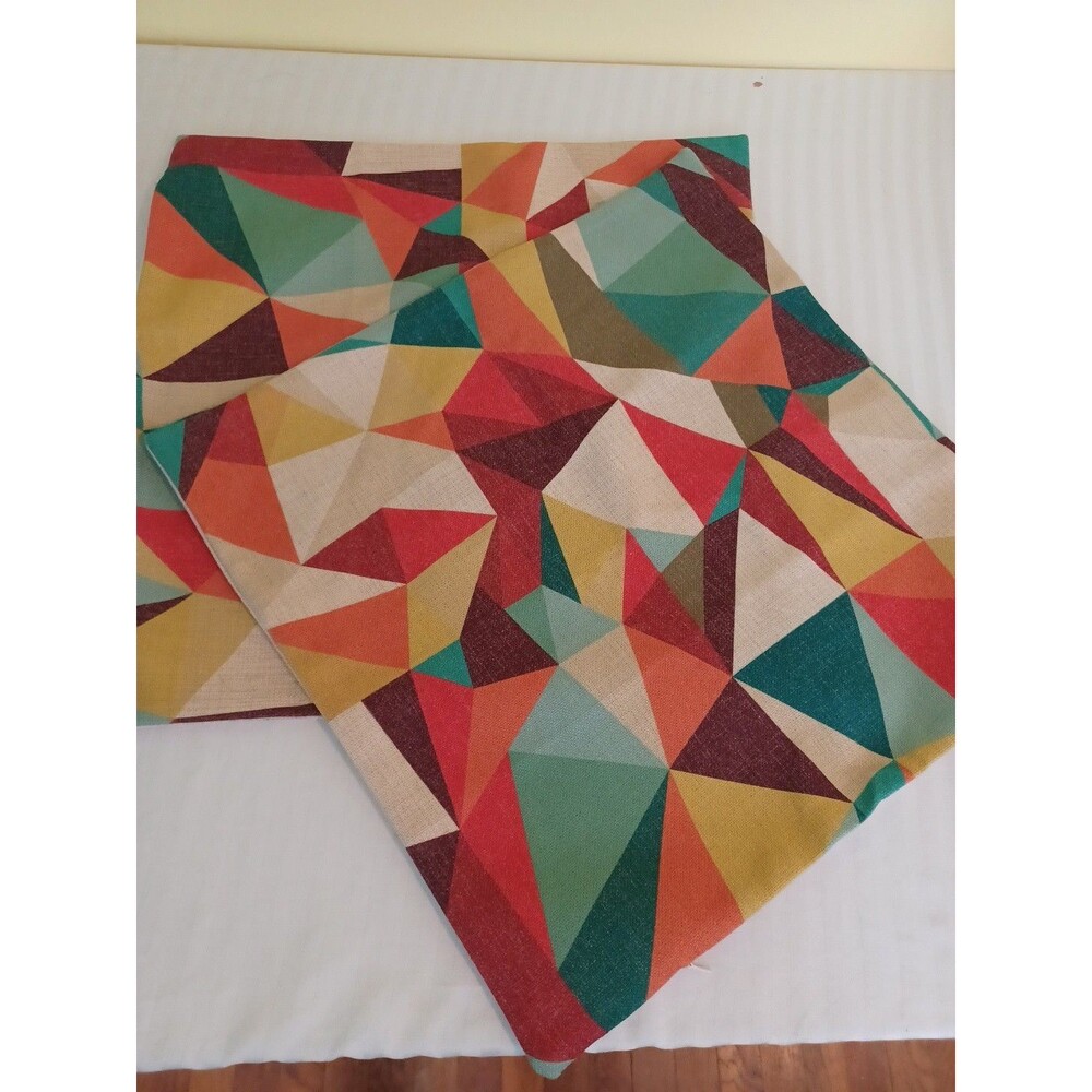 Kaleidoscopic pillow covers only set/2 earthtone geometric contemporary MCM 17"